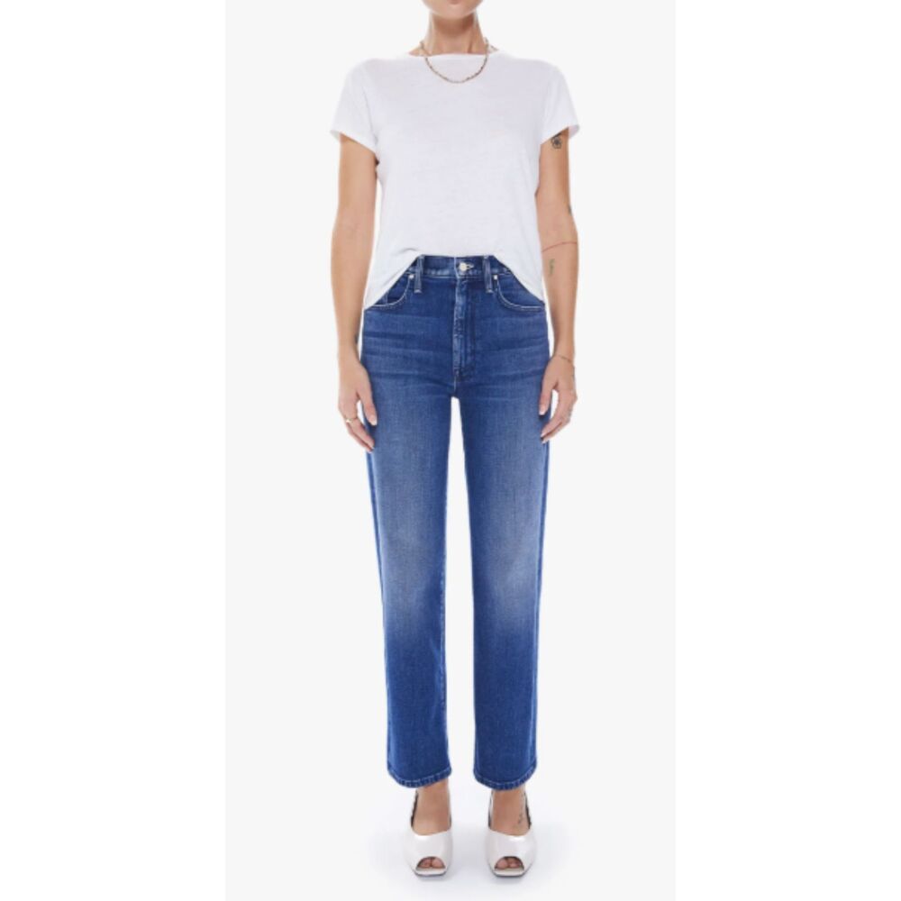 MOTHER The Rambler Zip High-Rise Straight-Leg Ankle Jeans High Tide 23